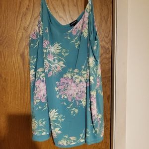 Torrid aqua floral silky tank top